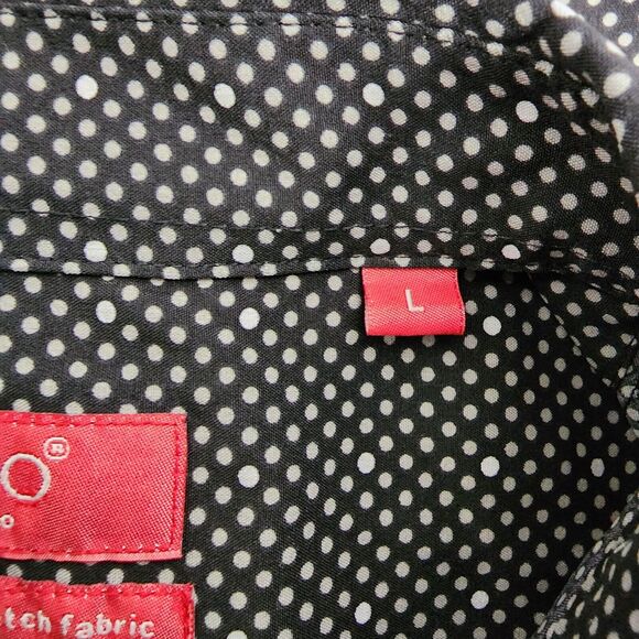 Bruno Milano Mens Shirt Size Large Modern Fit Stretch Black Button Up Polka Dot - Picture 8 of 10